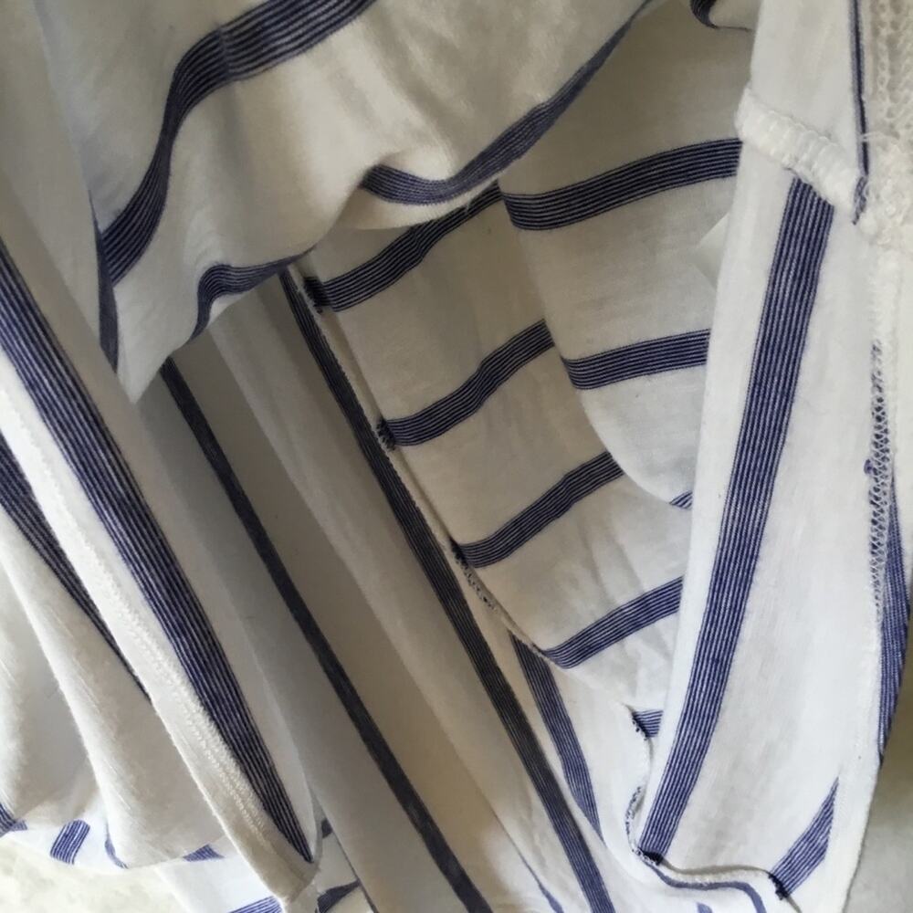 Chico's White and Blue Striped Crisscross Back Hi/Lo Tunic - Picture 6 of 16